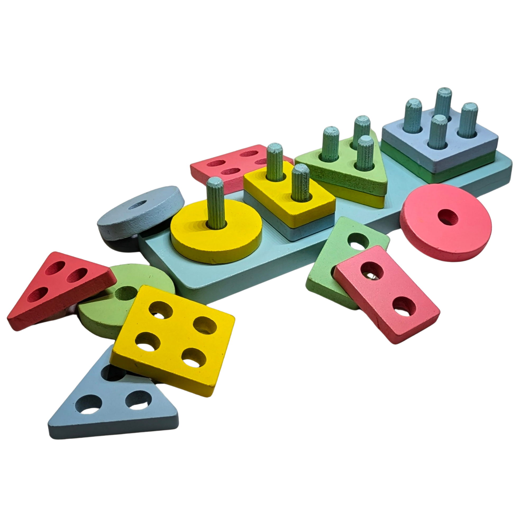 Wooden Shape Sorter & Peg Stacking Toy – Early Learning Educational Toy