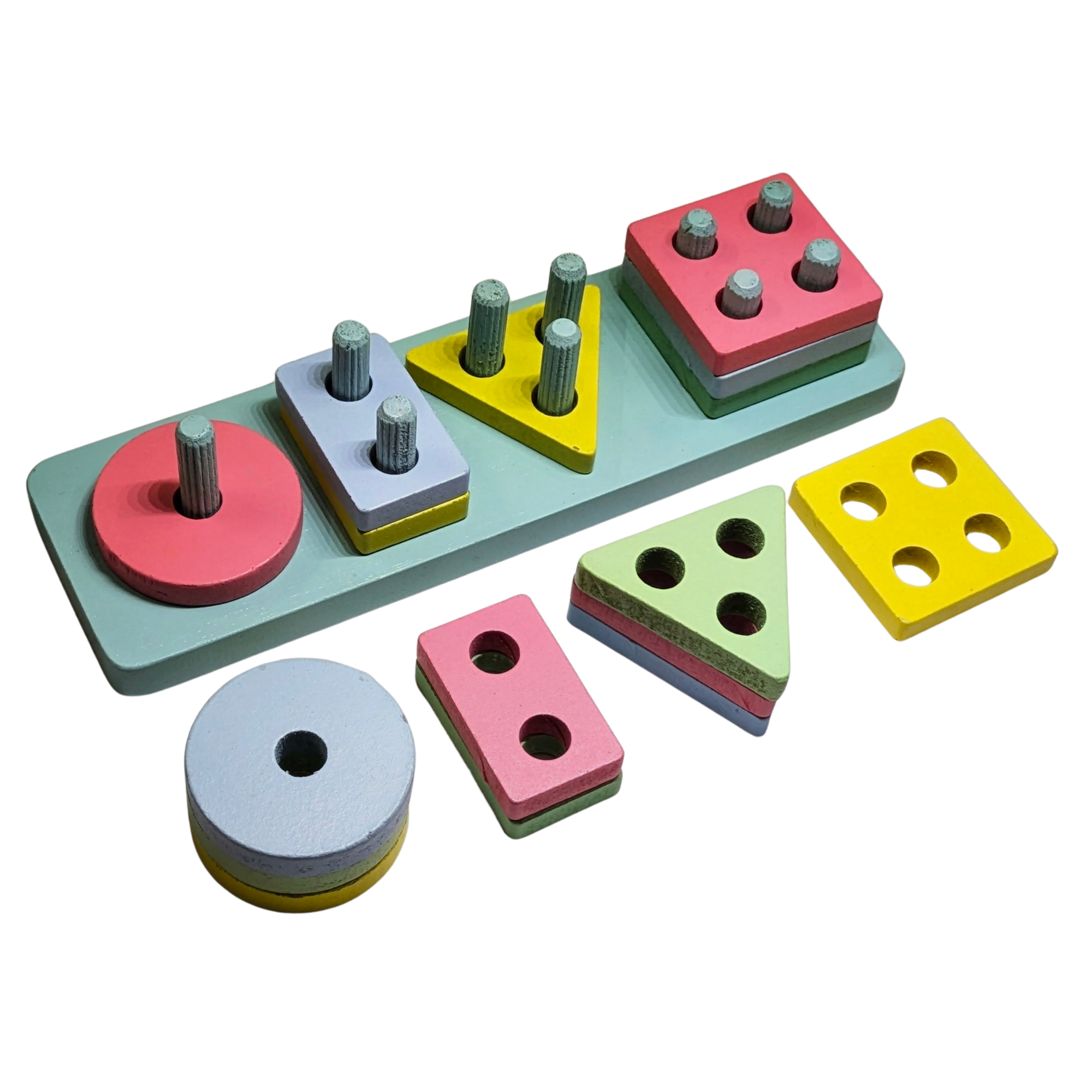 Wooden Shape Sorter & Peg Stacking Toy – Early Learning Educational Toy