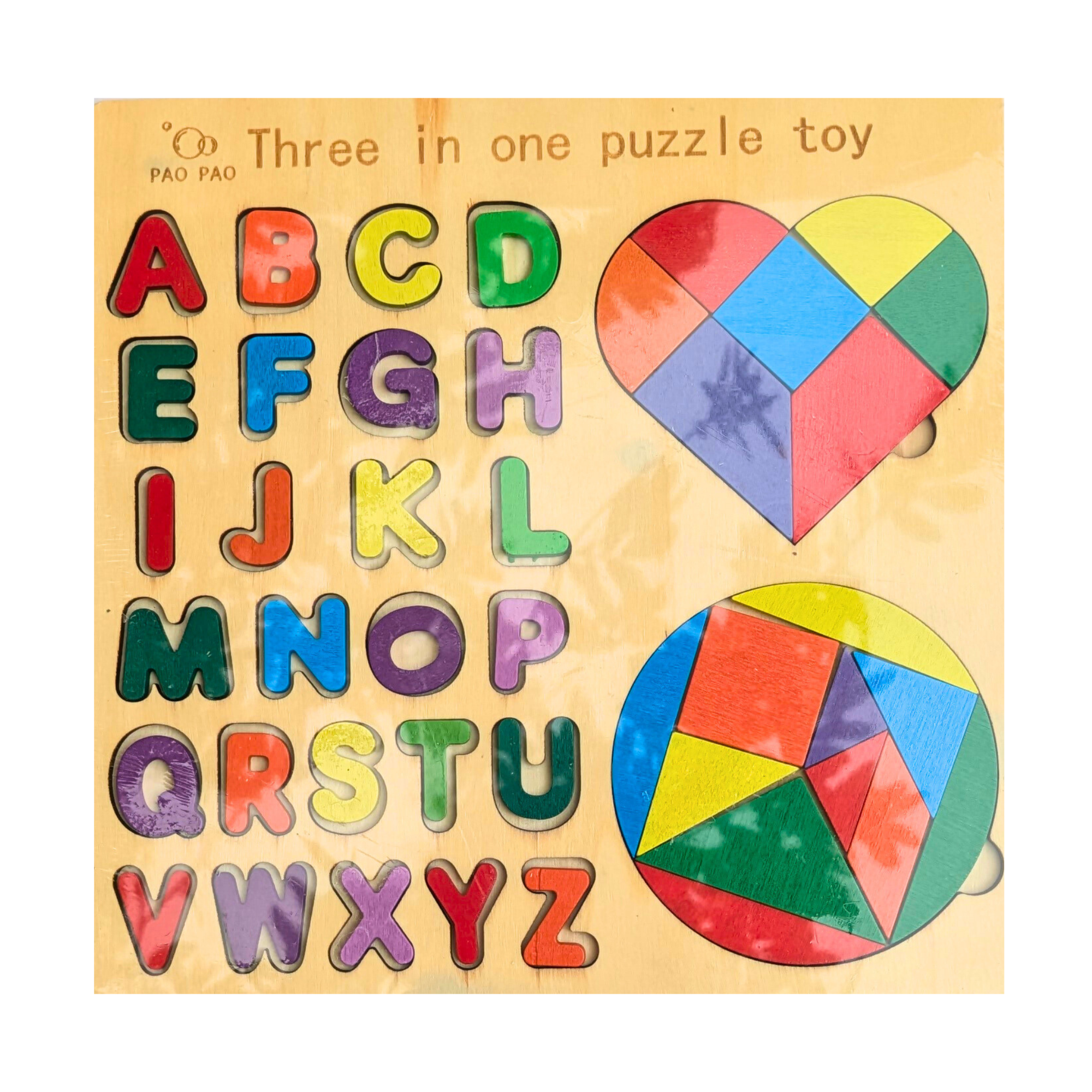 Wooden 3-in-1 Puzzle Board – Shape & Picture Learning Toy