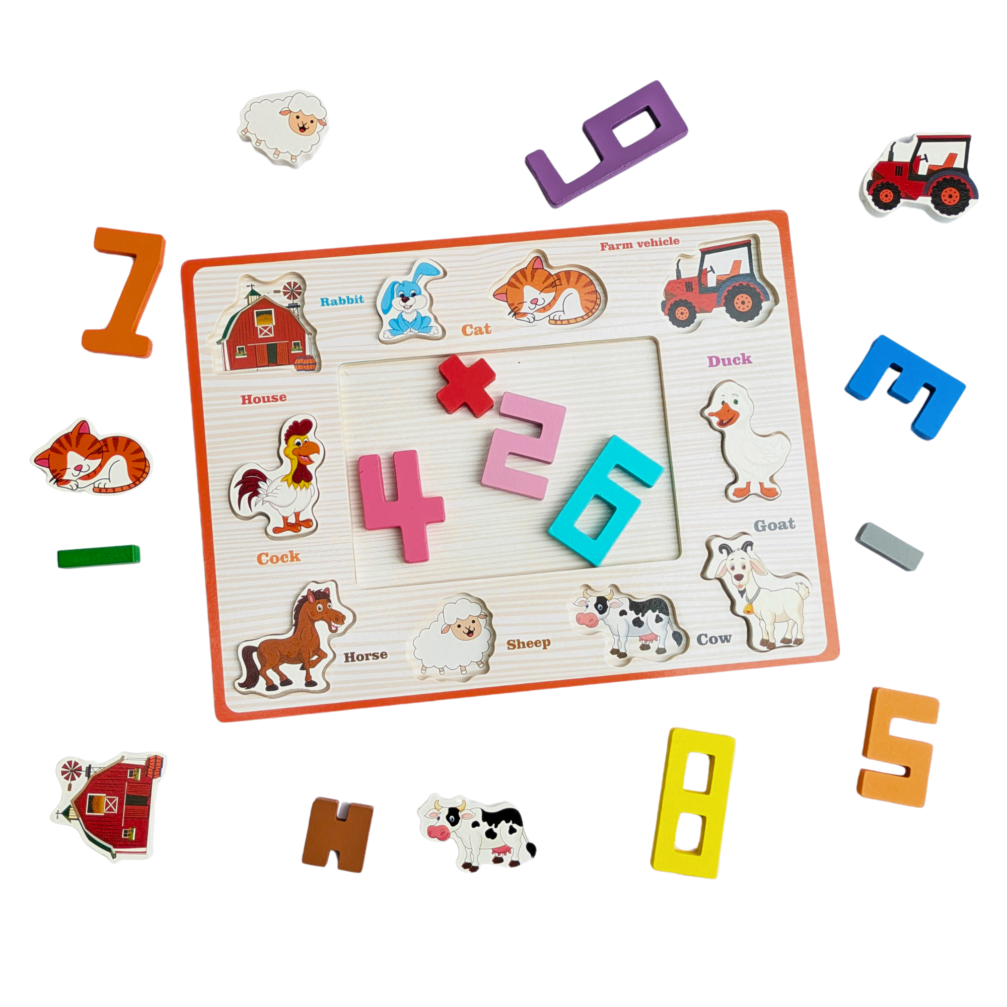 Number & Picture Wooden Puzzle Board