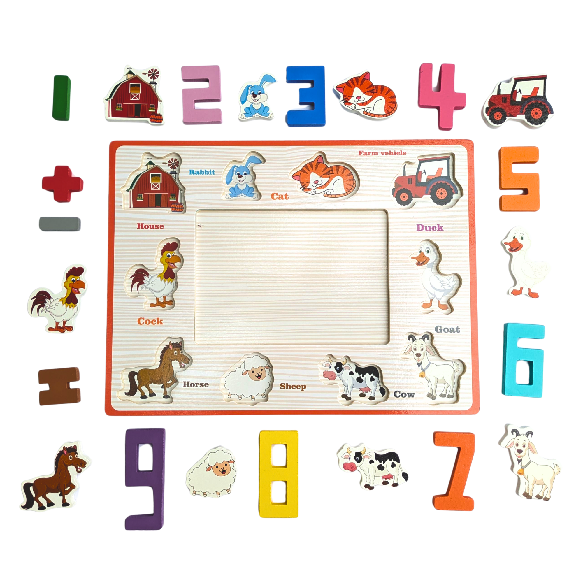 Number & Picture Wooden Puzzle Board
