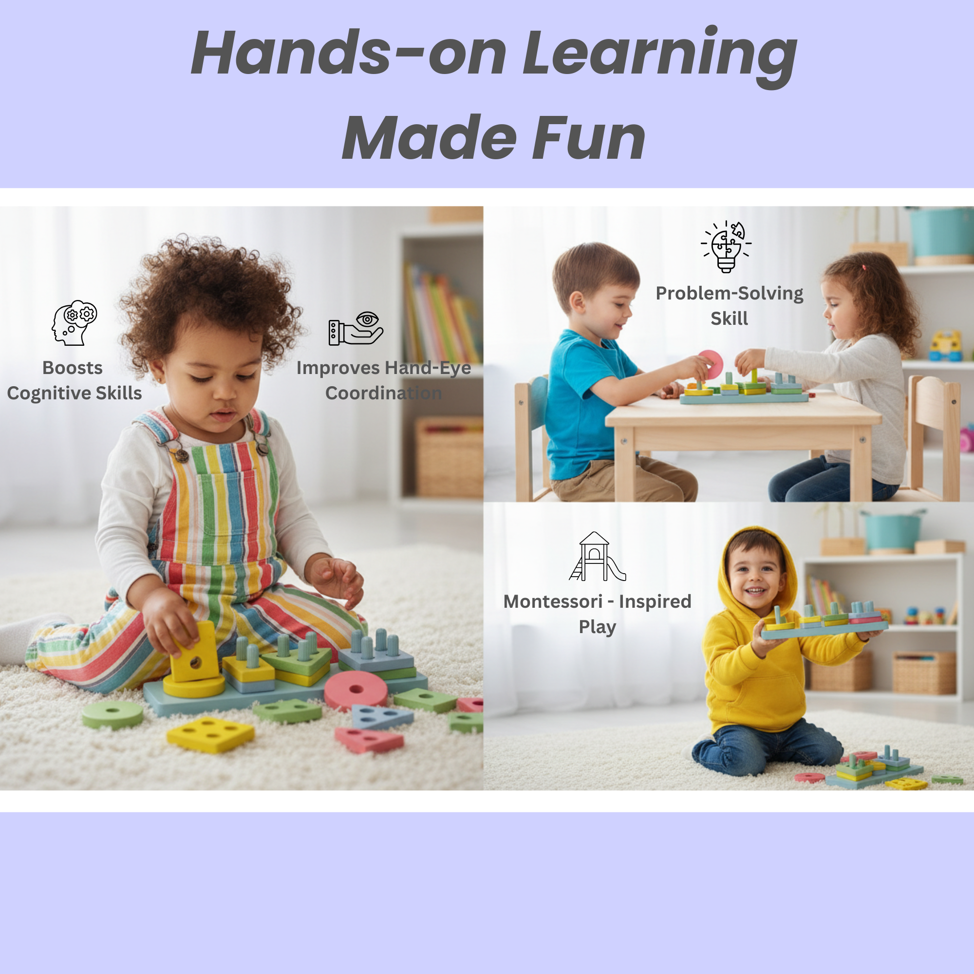 Wooden Shape Sorter & Peg Stacking Toy – Early Learning Educational Toy